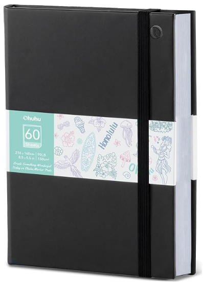 Ohuhu 5.5x8.5 Double-Sided Bleedproof Sketchbook 60 Sheets