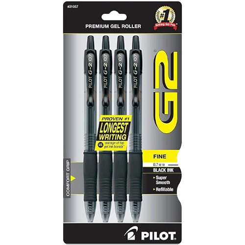 Pilot G2 0.7mm Gel Roller Pen 4-Pack